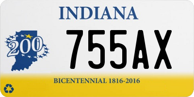 IN license plate 755AX