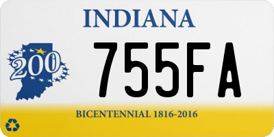 IN license plate 755FA