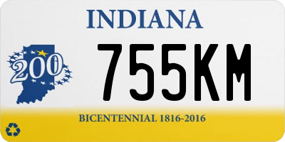 IN license plate 755KM
