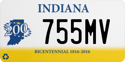 IN license plate 755MV