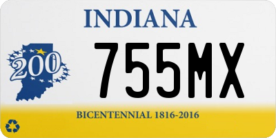 IN license plate 755MX