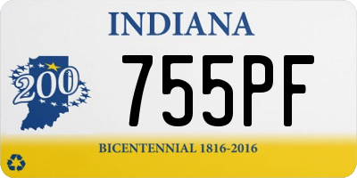 IN license plate 755PF