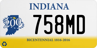 IN license plate 758MD