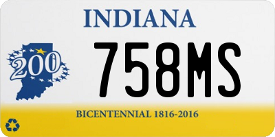 IN license plate 758MS