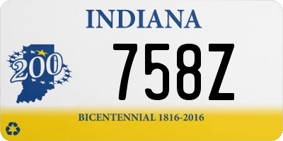 IN license plate 758Z