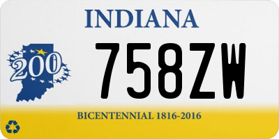 IN license plate 758ZW