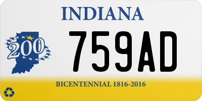 IN license plate 759AD