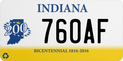 IN license plate 760AF