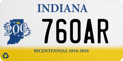 IN license plate 760AR