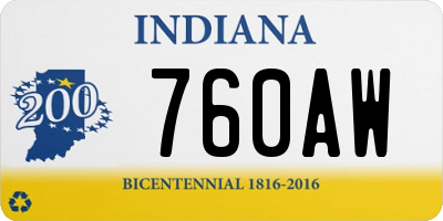 IN license plate 760AW