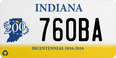 IN license plate 760BA