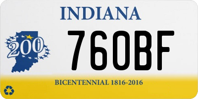 IN license plate 760BF