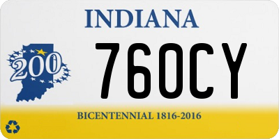 IN license plate 760CY