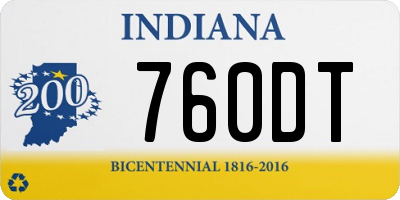 IN license plate 760DT