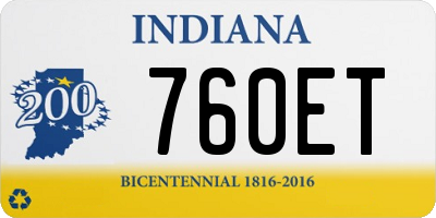 IN license plate 760ET