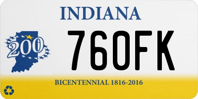 IN license plate 760FK
