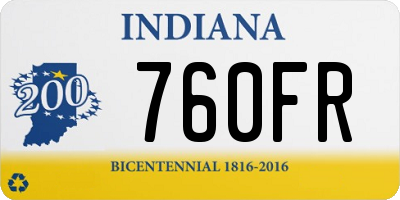 IN license plate 760FR