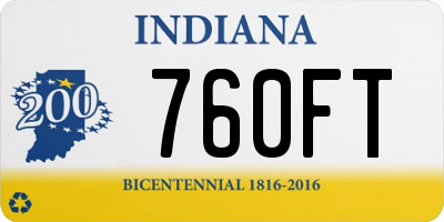 IN license plate 760FT
