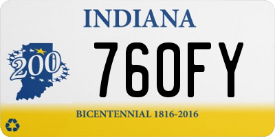 IN license plate 760FY