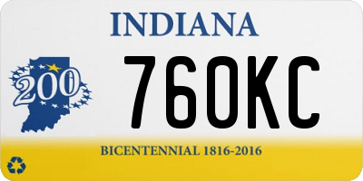 IN license plate 760KC