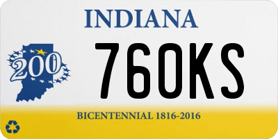 IN license plate 760KS