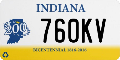 IN license plate 760KV