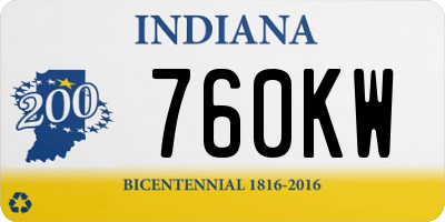 IN license plate 760KW