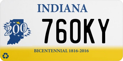 IN license plate 760KY