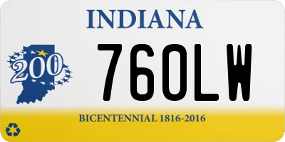 IN license plate 760LW