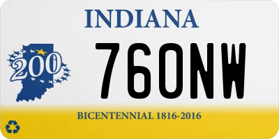 IN license plate 760NW