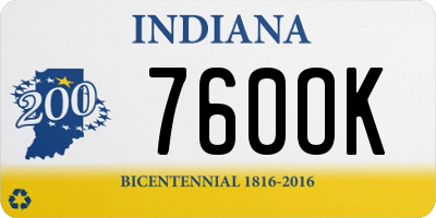 IN license plate 760OK