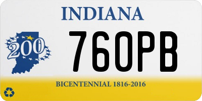 IN license plate 760PB