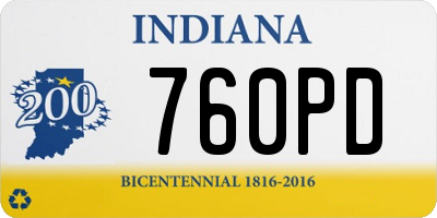 IN license plate 760PD