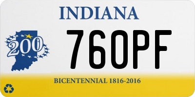 IN license plate 760PF