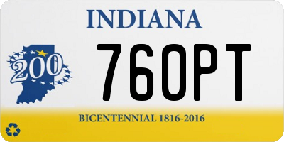 IN license plate 760PT