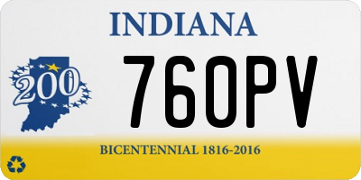 IN license plate 760PV