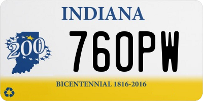 IN license plate 760PW