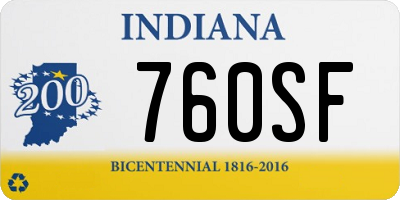 IN license plate 760SF