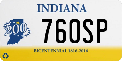 IN license plate 760SP