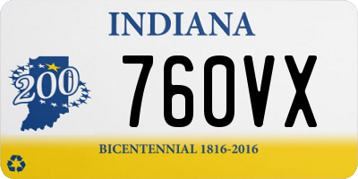 IN license plate 760VX