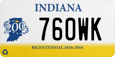 IN license plate 760WK