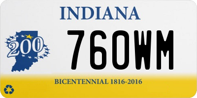 IN license plate 760WM