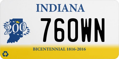 IN license plate 760WN