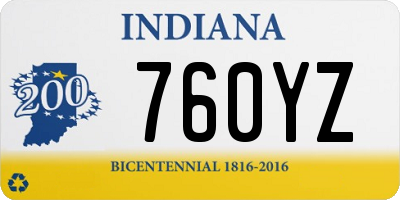 IN license plate 760YZ