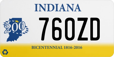 IN license plate 760ZD