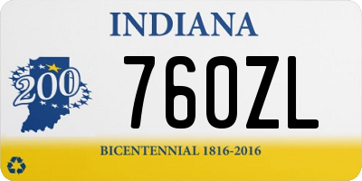 IN license plate 760ZL