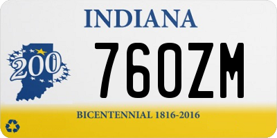 IN license plate 760ZM
