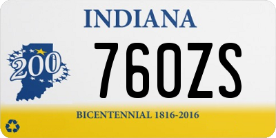 IN license plate 760ZS