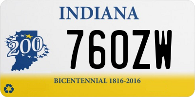 IN license plate 760ZW