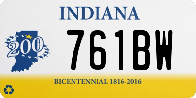 IN license plate 761BW